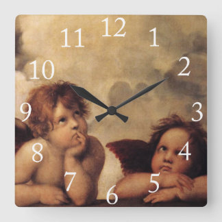 Raphael,Sistine Cherub Fyrkantig Klocka