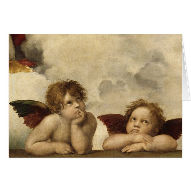 Raphael,Sistine Cherub Hälsningskort (Framsidan Horizontal)