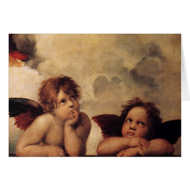 Raphael,Sistine Cherub Hälsningskort (Framsidan Horizontal)