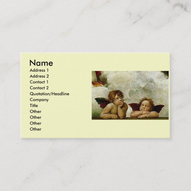 Raphael "Sistine Madonna" (circa 1513) Visitkort (Framsida)