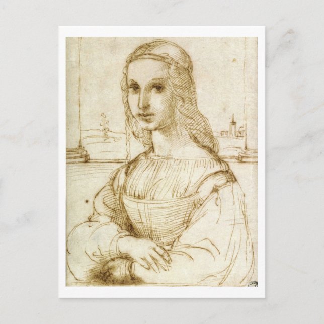 Raphael skiss 1504 TIDIGARE MONA LISA   Vykort (Framsida)