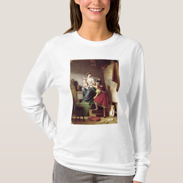 Raphael som justerar hans modell, poserar hans tee shirt (Framsida)