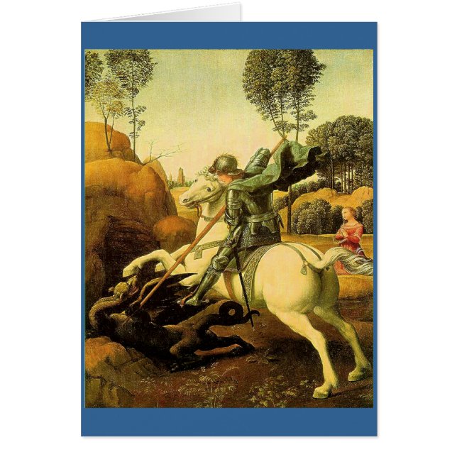 Raphael "St George och draken" (circa 1505) Hälsningskort (Framsidan)