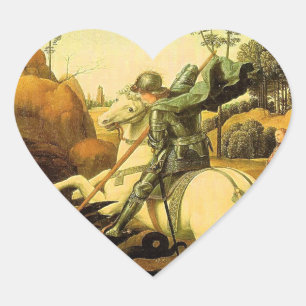 Raphael "St George och draken" (circa 1505) Hjärtformat Klistermärke