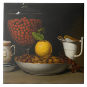 Raphaelle Peale - still Life - Jordgubbar, Nöt, Kakelplatta