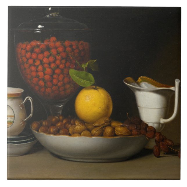 Raphaelle Peale - still Life - Jordgubbar, Nöt, Kakelplatta (Framsidan)