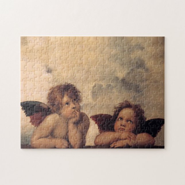 Raphaels Cherubs Fine jul jul Angel Puzzle Pussel (Horisontell)