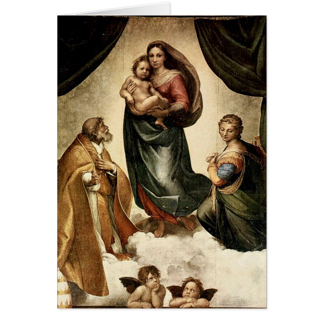 Raphaels klassiker "Sistine Madonna" (circa 1513) Hälsningskort (Framsidan)