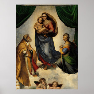 Raphaels klassiska "Sistine Madonna" (ca 1513) Poster