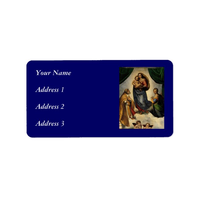 Raphaels klassiska "Sistine Madonna" (circa 1513) Adressetikett (Framsidan)