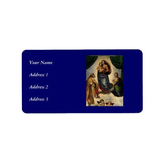 Raphaels klassiska "Sistine Madonna" (circa 1513) Adressetikett (Framsidan)