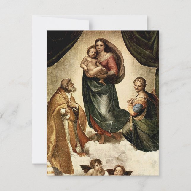 Raphaels klassiska "Sistine Madonna" (circa 1513) Inbjudningar (Framsida)