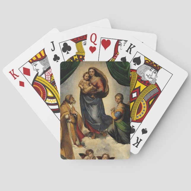 Raphaels klassiska "Sistine Madonna" (circa 1513) Kortlek (Baksidan)