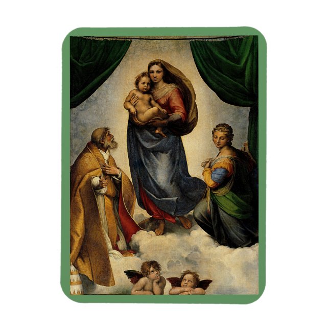 Raphaels klassiska "Sistine Madonna" (circa 1513) Magnet (Vertikal)