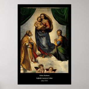 Raphaels klassiska "Sistine Madonna" (circa 1513) Poster