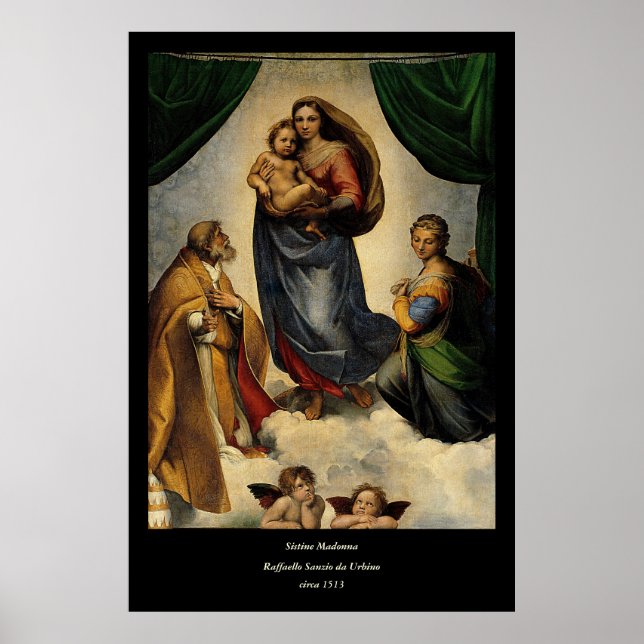 Raphaels klassiska "Sistine Madonna" (circa 1513) Poster (Framsidan)