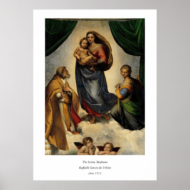 Raphaels klassiska "Sistine Madonna" (circa 1513) Poster (Framsidan)