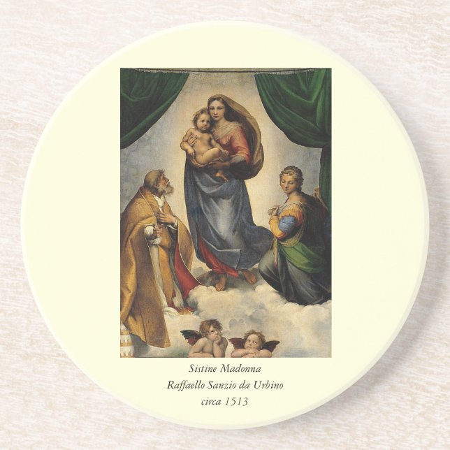 Raphaels klassiska "Sistine Madonna" (circa 1513) Underlägg Sandsten (Framsidan)
