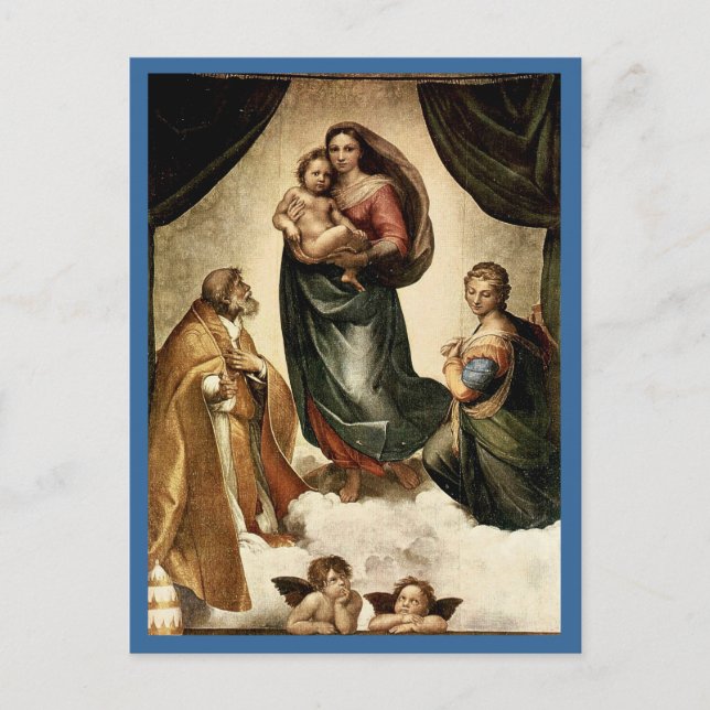 Raphaels klassiska "Sistine Madonna" (circa 1513) Vykort (Framsida)