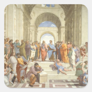 Raphael's School of Aten Fyrkantigt Klistermärke