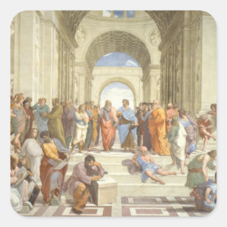 Raphael's School of Aten Fyrkantigt Klistermärke