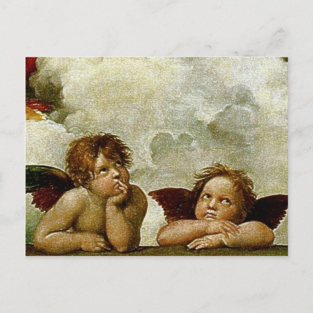 Raphaels "Sistine Madonna" (cirka 1513) (detaljer) Vykort (Framsida)