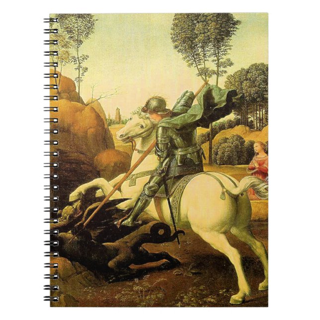 Raphaels "St. George och Dragon" (circa 1505) Anteckningsbok Med Spiral (Framsidan)