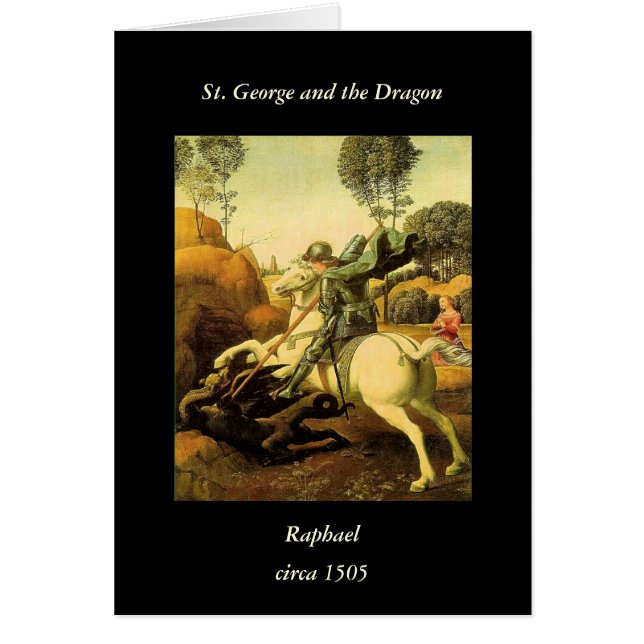 Raphaels "St. George och Dragon" (circa 1505) Hälsningskort (Framsidan)