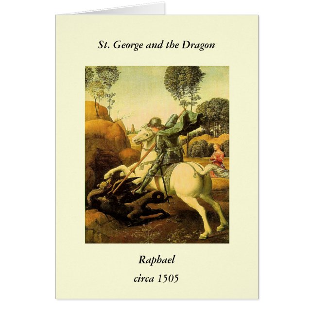 Raphaels "St. George och Dragon" (circa 1505) Hälsningskort (Framsidan)