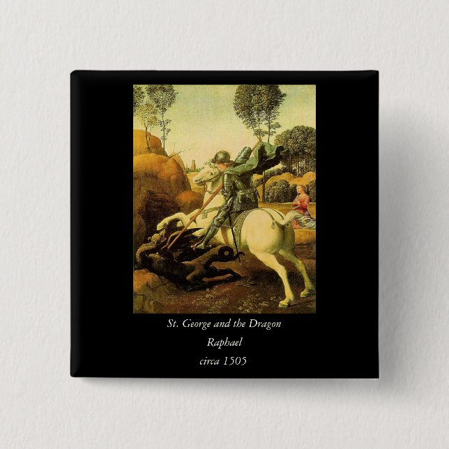 Raphaels "St. George och Dragon" (circa 1505) Knapp (Framsida)