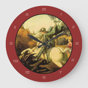 Raphaels "St. George och Dragon" (circa 1505) Stor Klocka