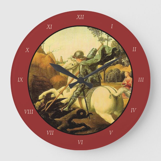 Raphaels "St. George och Dragon" (circa 1505) Stor Klocka (Framsida)