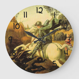 Raphaels "St. George och Dragon" (circa 1505) Stor Klocka