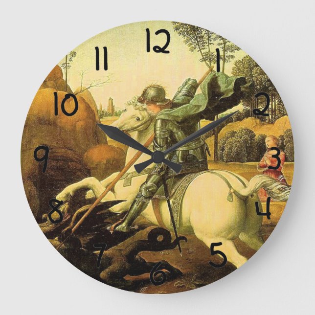 Raphaels "St. George och Dragon" (circa 1505) Stor Klocka (Framsida)