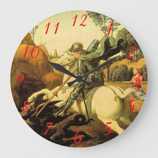 Raphaels "St. George och Dragon" (circa 1505) Stor Klocka (Framsida)