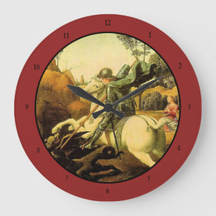 Raphaels "St. George och Dragon" (circa 1505) Stor Klocka