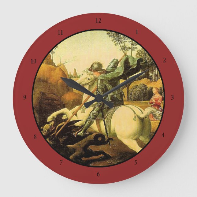 Raphaels "St. George och Dragon" (circa 1505) Stor Klocka (Framsida)