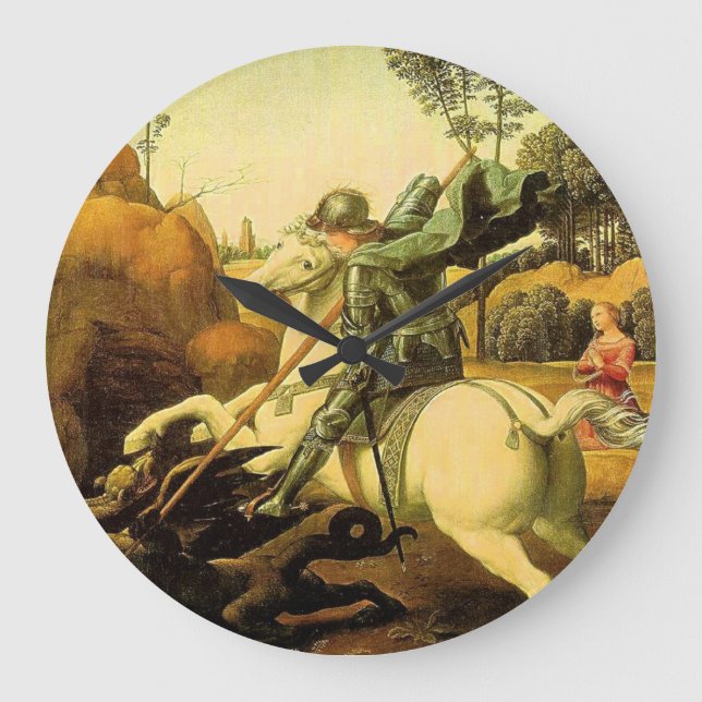 Raphaels "St. George och Dragon" (circa 1505) Stor Klocka (Framsida)