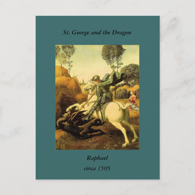 Raphaels "St. George och Dragon" (circa 1505) Vykort (Framsida)