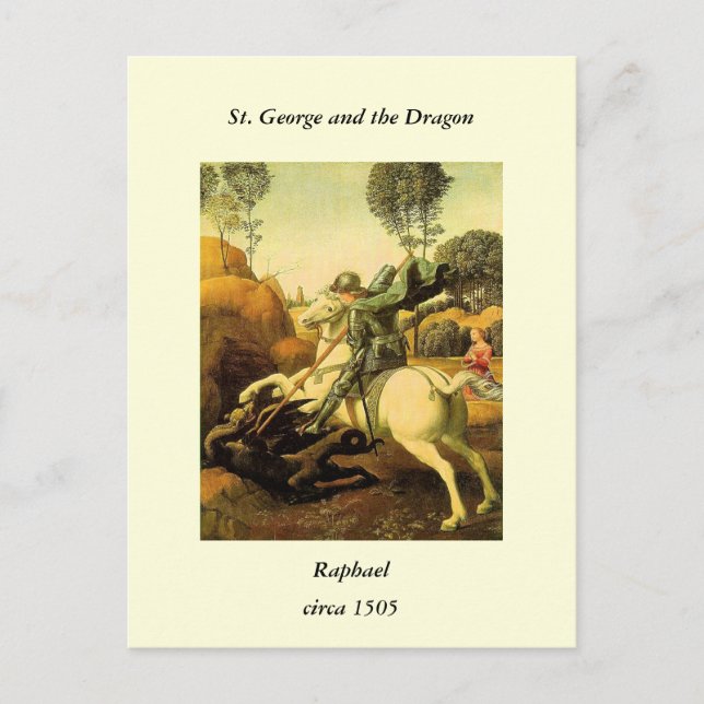 Raphaels "St. George och Dragon" (circa 1505) Vykort (Framsida)