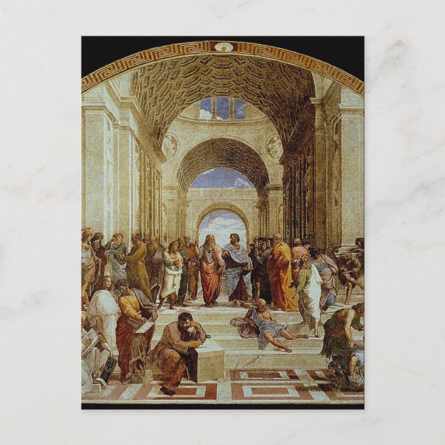 Raphaels "The School of Aten" (cirka 1511) Vykort (Framsida)