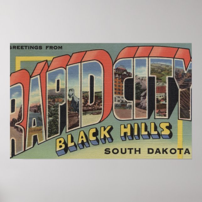 Rapid City, South Dakota - Large Brev Scenes Poster (Framsidan)