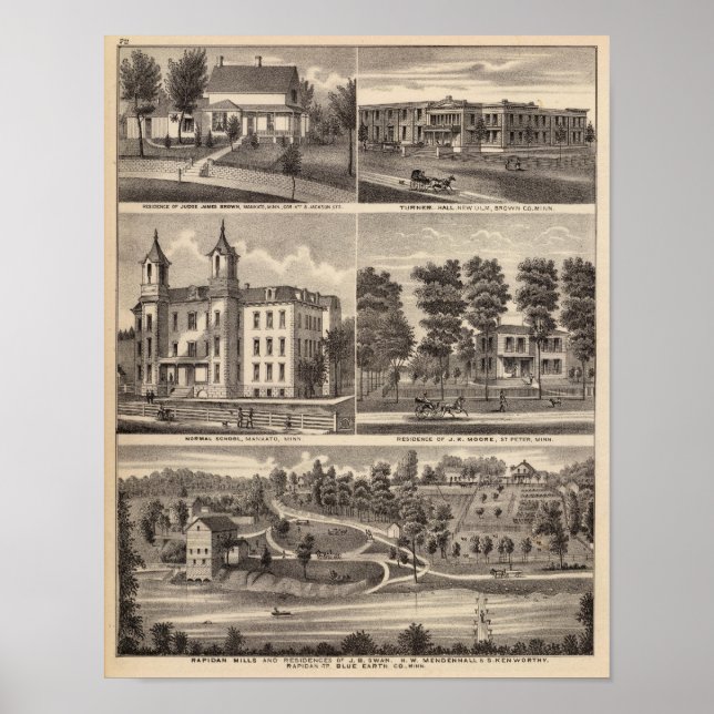 Rapidan Mills and Residences in Rapidan, Minnesota Poster (Framsidan)
