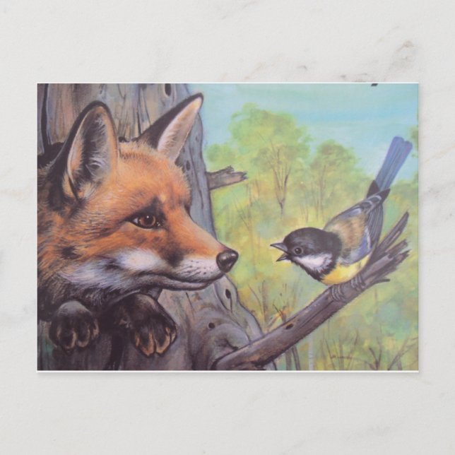 raposa e passaro vykort (Framsida)