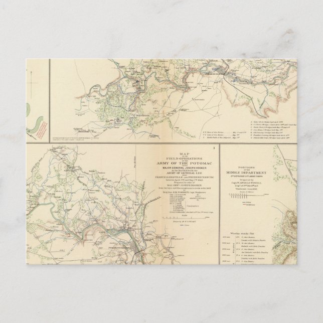 Rappahannock R., Chancellorsville, Fredericksburg Vykort (Framsida)