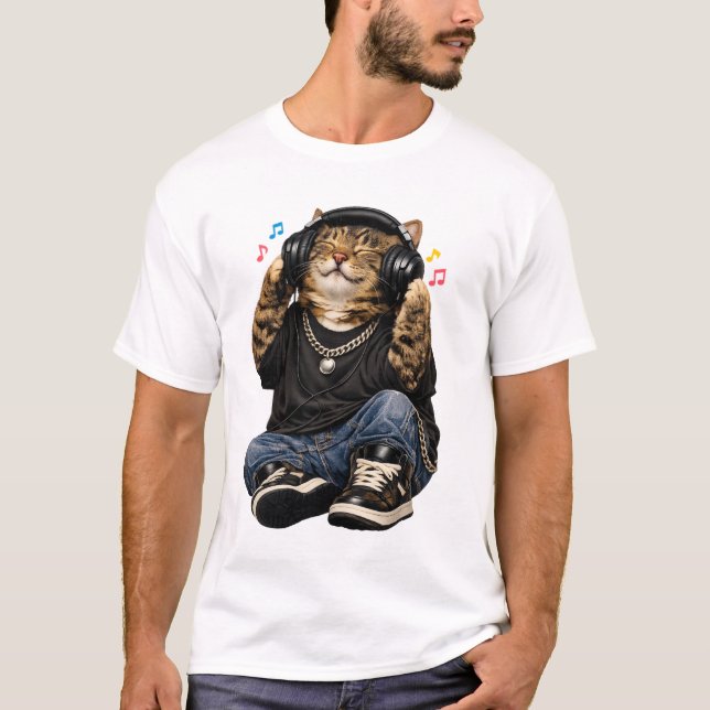Rapparen Cat Musik T‑Shirt T Shirt (Framsida)