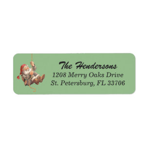 Rappelling Santa Retro Vibe Helgdag Returadress Etikett