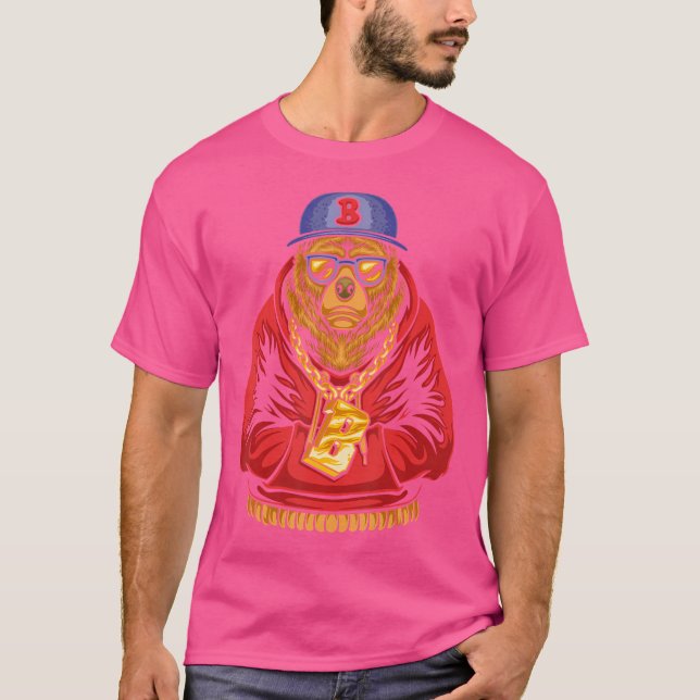 Rapper Bear Hip hop Teddy Rap Gangster Hippie Hip- T Shirt (Framsida)