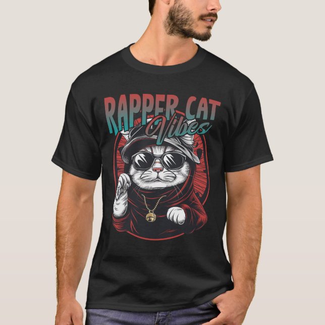 Rapper Cat Vibes T Shirt (Framsida)