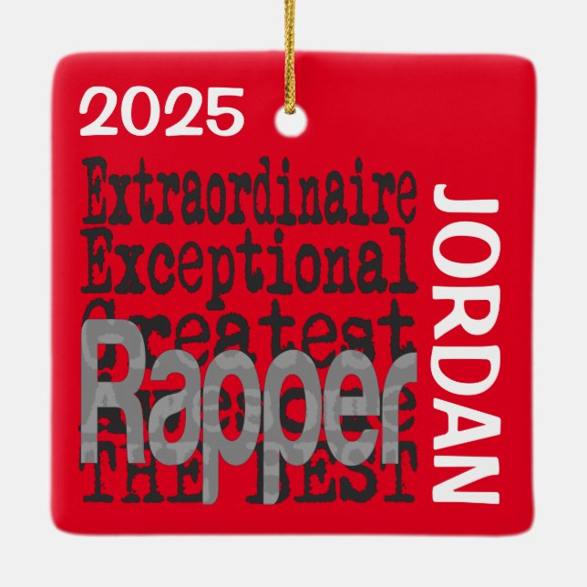 Rapper Extraordinaire-ANPASSNINGSBAR Julgransprydnad Keramik (Baksida)